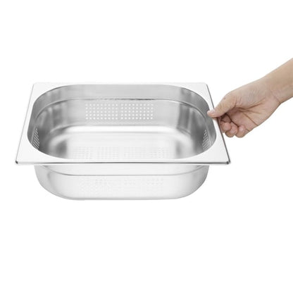 Vogue Stainless Steel Perforated 1/2 Gastronorm Tray 100mm k845