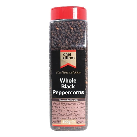 Chef William Whole Black Peppercorns 500g ka001