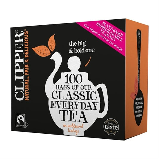 Clipper Fairtrade Classic Everyday Black String and Tag Teabags (100 Pack) ka500
