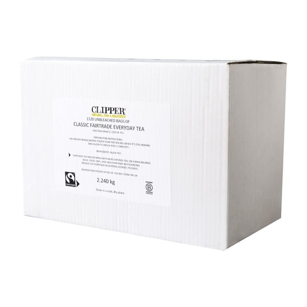 Clipper Fairtrade Classic Everyday Black Teabags - Envelope, String & Tag (250 pack) ka502