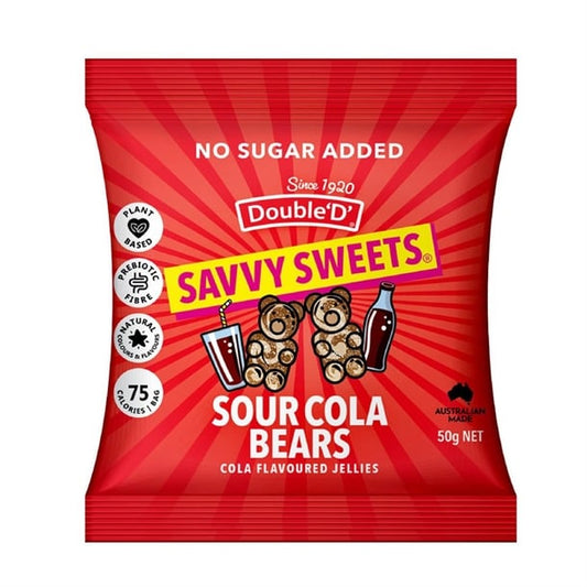 Savvy Sweets Sour Cola Bears 50g (12 Pack) ka611