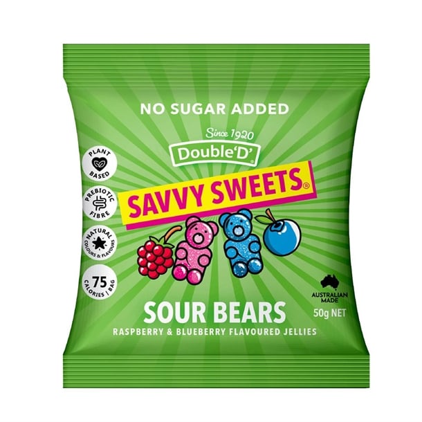 Savvy Sweets Sour Bears 50g (12 Pack) ka612