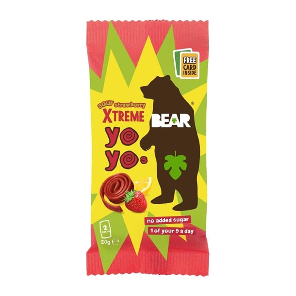BEAR Yoyos Xtreme - Sour Strawberry 20g (18 Pack) ka624