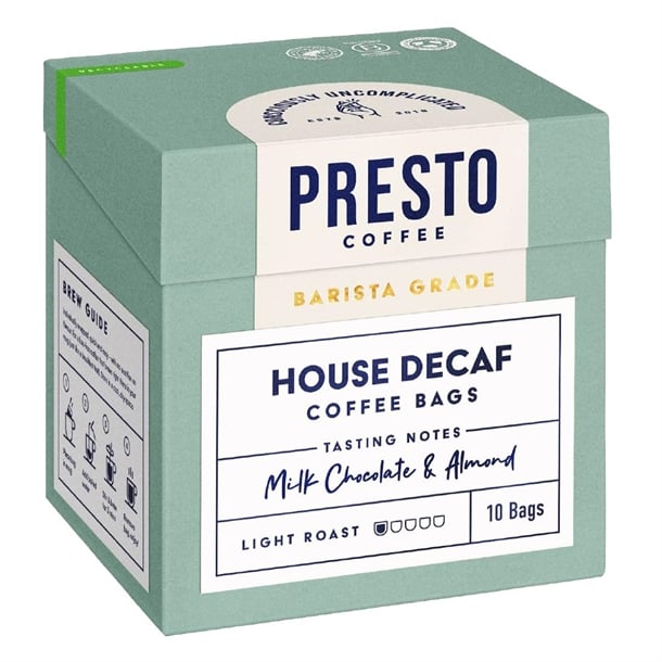 Presto Coffee House Decaf Coffee Bags Enveloped 8g (10 Pack) ka736