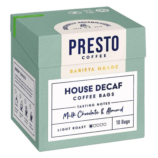 Presto Coffee House Decaf Coffee Bags Enveloped 8g (10 Pack) ka736