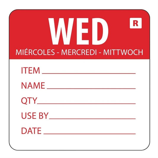 Hygiplas Removable Day of the Week Label Wednesday (500 Pack) l068
