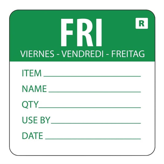 Hygiplas Removable Day of the Week Label Friday (500 Pack) l070