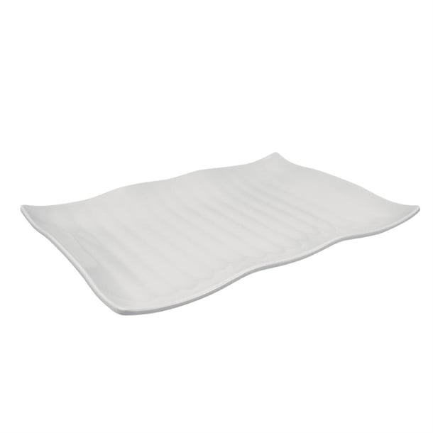 Dalebrook Melamine Ribbed Wavy Platter White 420mm l284