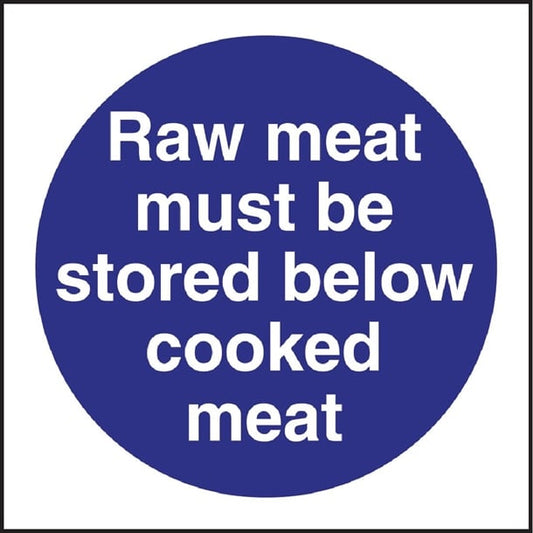 Vogue Raw Meat Must Be Stored Below Cooked Meat Sign l834