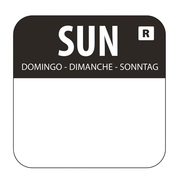 Hygiplas Removable Colour Coded Food Labels Sunday (1000 Pack) l930