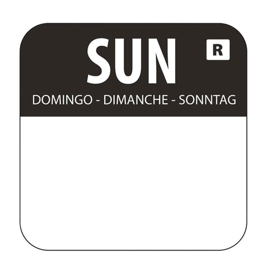 Hygiplas Removable Colour Coded Food Labels Sunday (1000 Pack) l930