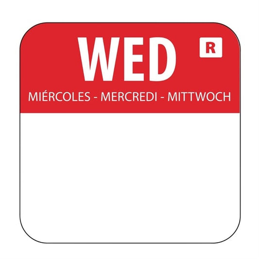 Hygiplas Removable Colour Coded Food Labels Wednesday (1000 Pack) l933