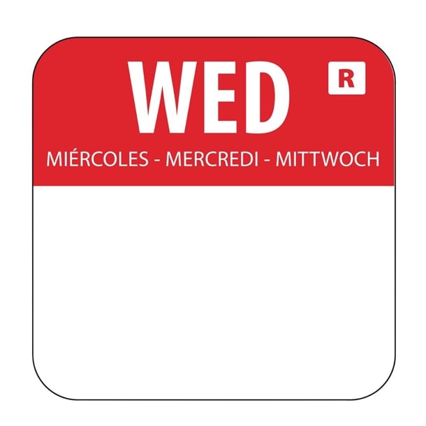 Hygiplas Removable Colour Coded Food Labels Wednesday (1000 Pack) l933