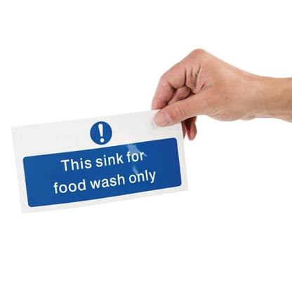 Vogue Food Wash Only Sign 200x100mm (Self-Adhesive) l961