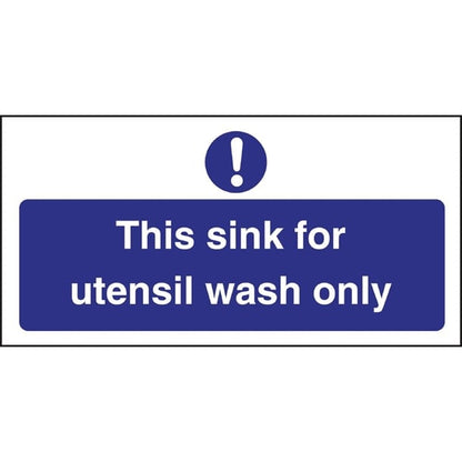 Vogue Utensil Wash Only Sign 200x100mm (Self-Adhesive) l956