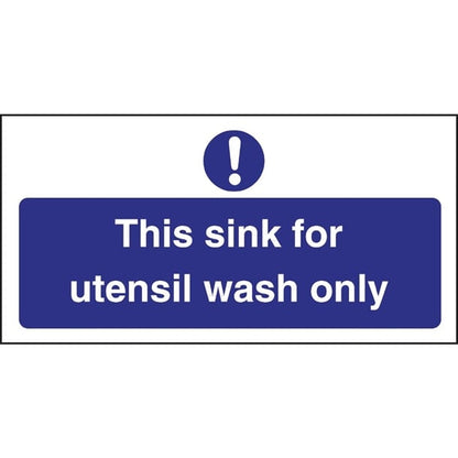 Vogue Utensil Wash Only Sign 200x100mm (Self-Adhesive) l956