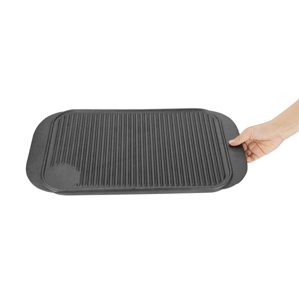 Vogue Reversible Cast Iron Double Griddle Pan 26cm m650