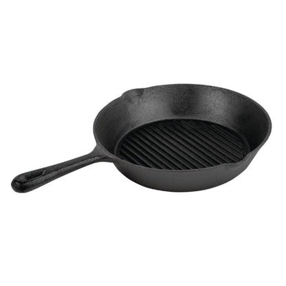 Vogue Round Cast Iron Ribbed Skillet Pan 26cm m652