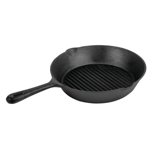 Vogue Round Cast Iron Ribbed Skillet Pan 26cm m652