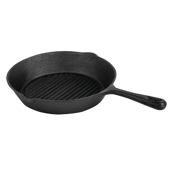 Vogue Round Cast Iron Ribbed Skillet Pan 26cm m652