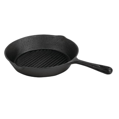 Vogue Round Cast Iron Ribbed Skillet Pan 26cm m652