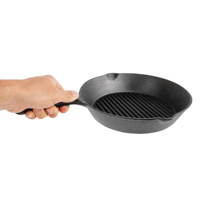 Vogue Round Cast Iron Ribbed Skillet Pan 26cm m652