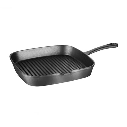 Vogue Square Cast Iron Ribbed Skillet Pan 24cm m653