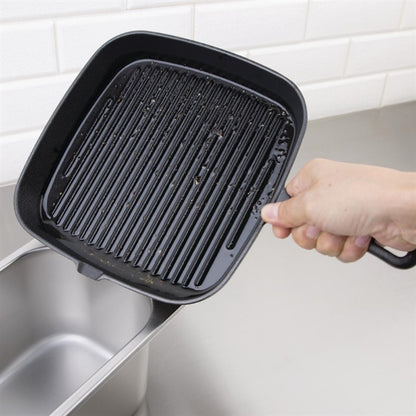 Vogue Square Cast Iron Ribbed Skillet Pan 24cm m653