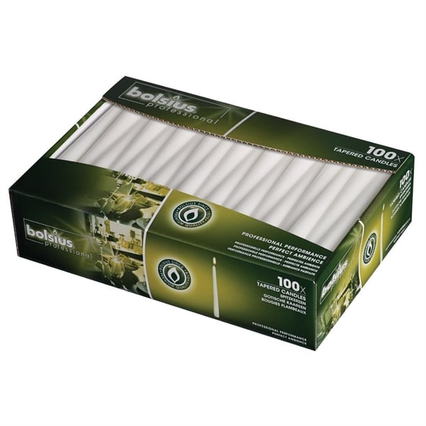 Bolsius Tapered White 10" Candles (100 Pack) p960