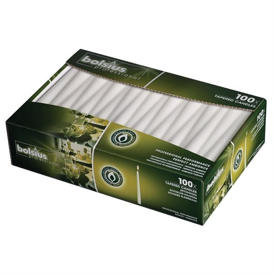 Bolsius Tapered White 10" Candles (100 Pack) p960