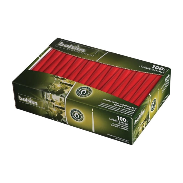 Bolsius Tapered Red 10" Candles (100 Pack) p961