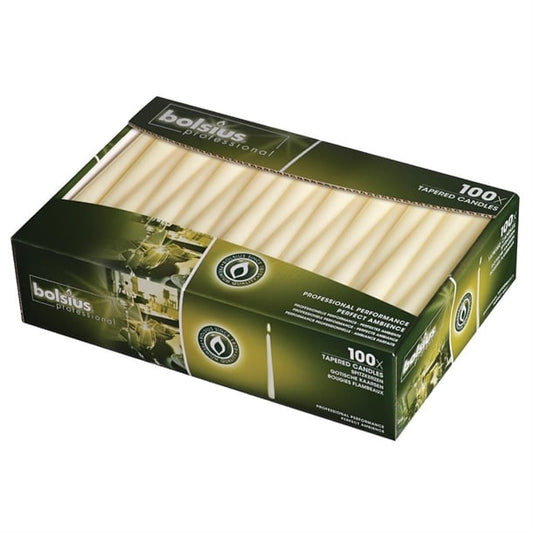Bolsius Tapered Ivory 10" Candles (100 Pack) p962