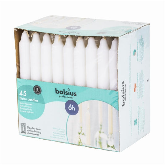 Bolsius 7" Bistro Candles White (45 Pack) p963