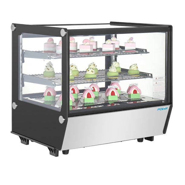 Polar G-Series Countertop Display Fridge Black Square Glass 120Ltr pg003