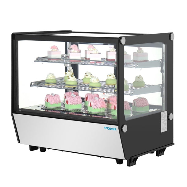 Polar G-Series Countertop Display Fridge Black Square Glass 120Ltr pg003