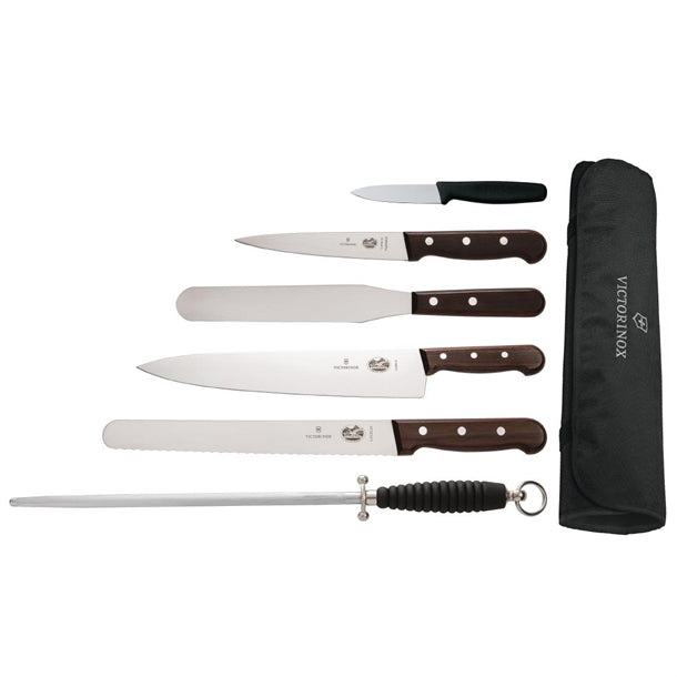 Victorinox 6-Piece Rosewood Knife Set with 20cm Chef Knife & Wallet s188