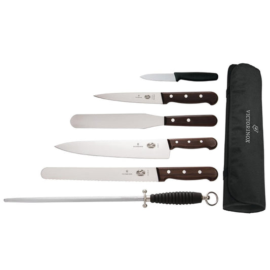 Victorinox 6-Piece Rosewood Knife Set with 20cm Chef Knife & Wallet s188