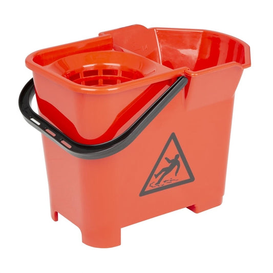 Nisbets Essentials Mop Bucket & Wringer 10Ltr Red (3 parts) s222