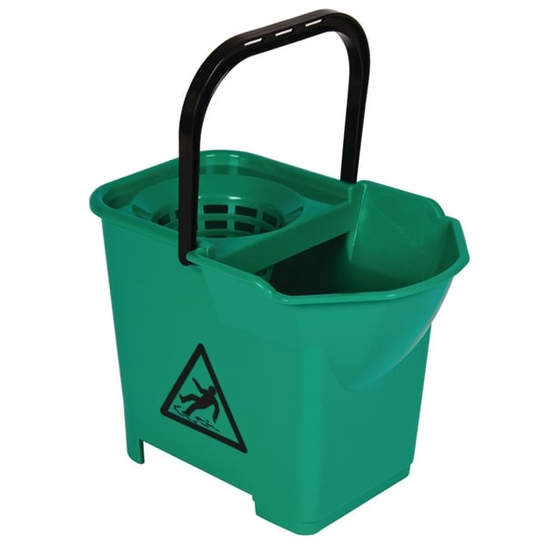 Nisbets Essentials Mop Bucket & Wringer 10Ltr Green (3 Parts) s224