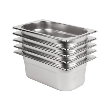 Vogue Stainless Steel Gastronorm Container Kit 1/4 (5 Pack) s407