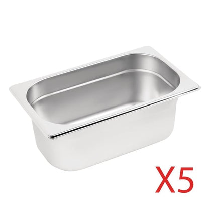 Vogue Stainless Steel Gastronorm Container Kit 1/4 (5 Pack) s407