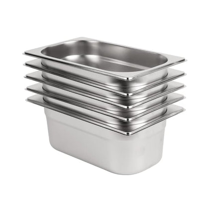 Vogue Stainless Steel Gastronorm Container Kit 1/4 (5 Pack) s407