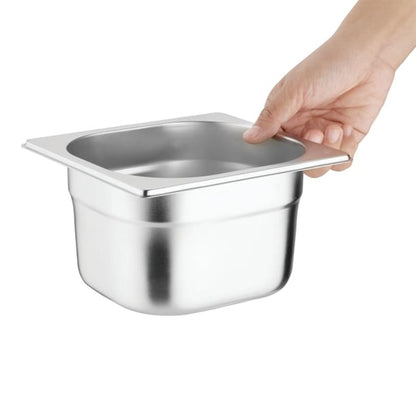 Vogue Stainless Steel Gastronorm Tray Set with Lids 1/6 (4 Pack) s431