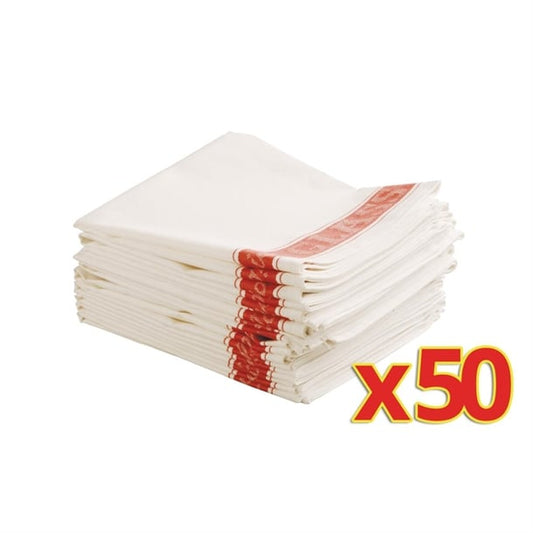 Vogue Glass Cloths Red Bulk Buy Bundle (50 Pack) s646