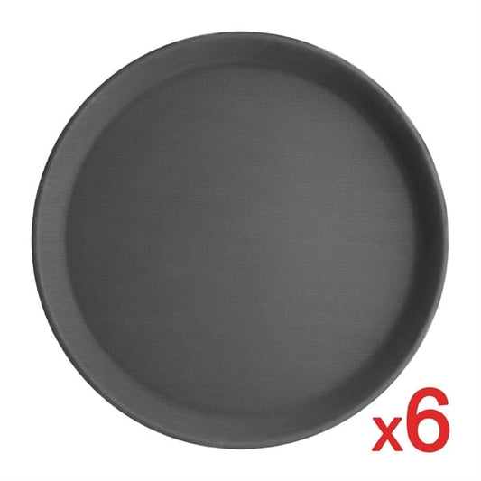 Bulk Buy Olympia Kristallon Polypropylene Round Non-Slip Trays (6 Pack) s658