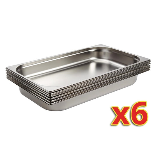 Vogue Stainless Steel 1/1 Gastronorm Trays 65mm (6 Pack) s895
