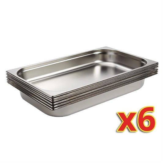 Vogue Stainless Steel 1/1 Gastronorm Trays 65mm (6 Pack) s895
