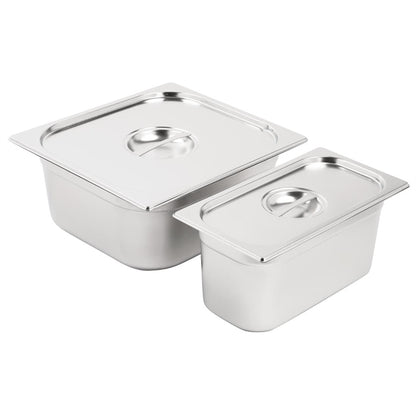 Vogue Stainless Steel Gastronorm Tray Set 1/3 and 2/3 with Lids sa240