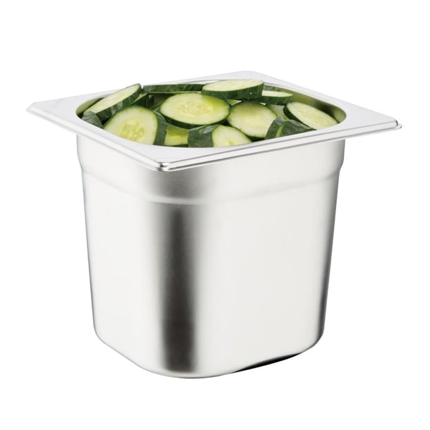 Vogue Stainless Steel Gastronorm Tray Set with Lids 1/6 (6 Pack) sa243