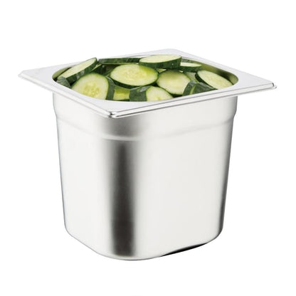 Vogue Stainless Steel Gastronorm Tray Set with Lids 1/6 (6 Pack) sa243